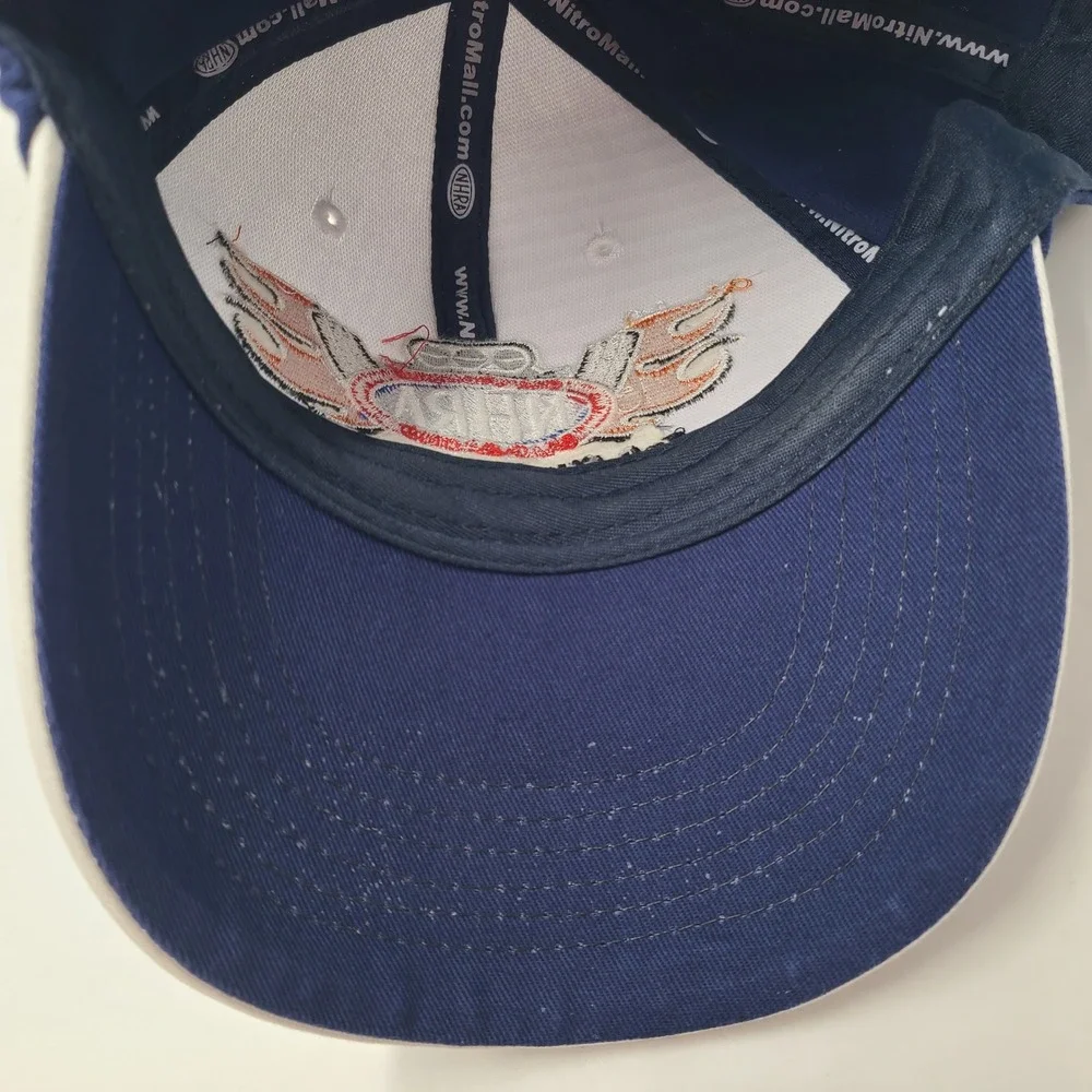 NHRA Hat Adjustable White Blue Top Eliminator Club 2023 Drag Racing USA Flag Men